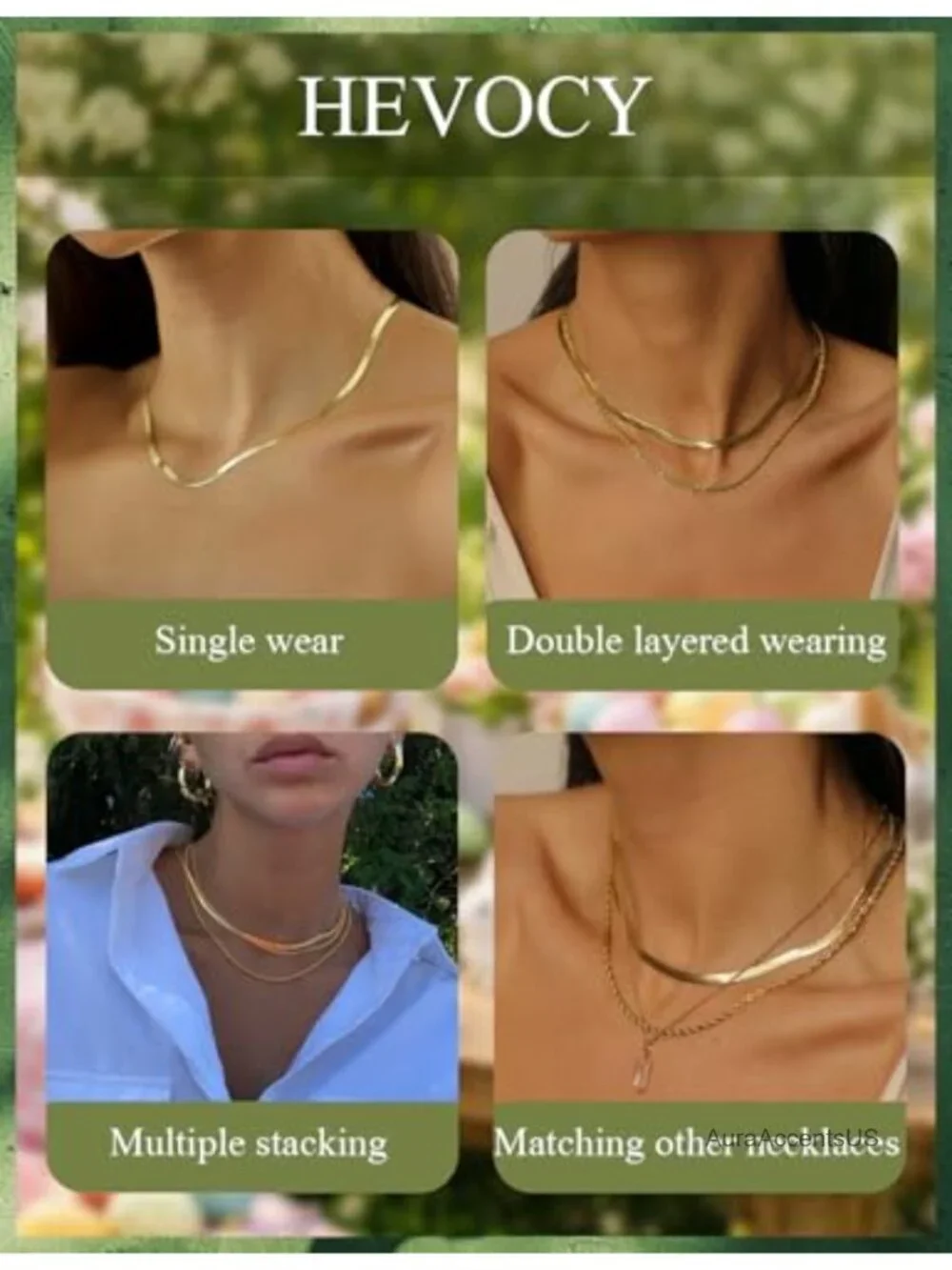 14K Gold Plated Necklace Set 3 Chains Rope Cuban Herringbone Layering Gift